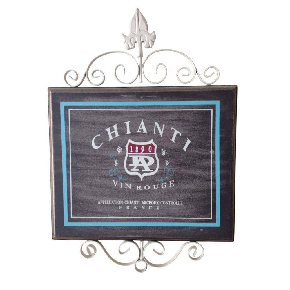 Vintage Chianti Vin Rouge Decor Plaque Wine Decor France Metal‎ Wood France